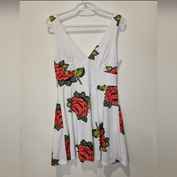 ASOS white floral skater dress size M - Picture 1 of 3